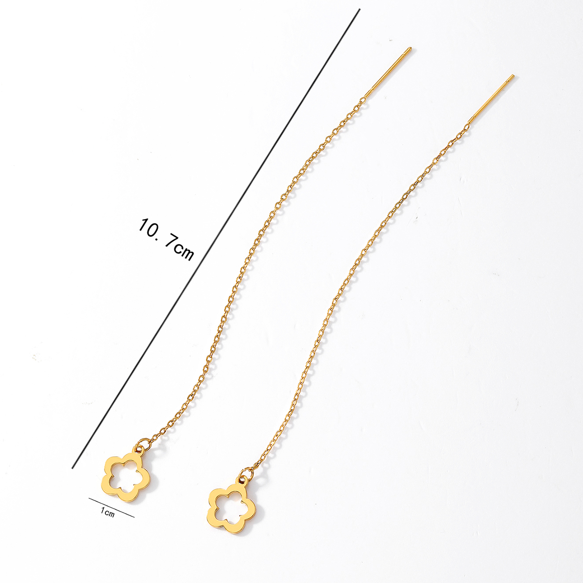 1 Pair Luxurious Simple Style Oval Heart Shape Flower Tassel Plating Inlay 201 Stainless Steel Diamond 18K Gold Plated Ear Line display picture 16