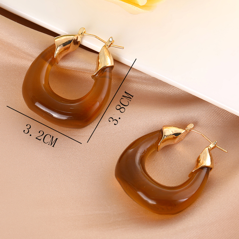 Simple Style U Shape Synthetic Resin Women's Hoop Earrings display picture 5