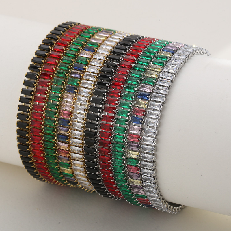 Elegant Solid Color Titanium Steel 18K Gold Plated Artificial Gemstones Bracelets In Bulk display picture 7
