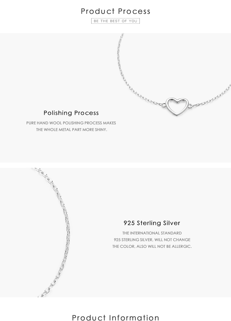 Simple Style Heart Shape Sterling Silver Plating Silver Plated Bracelets display picture 4