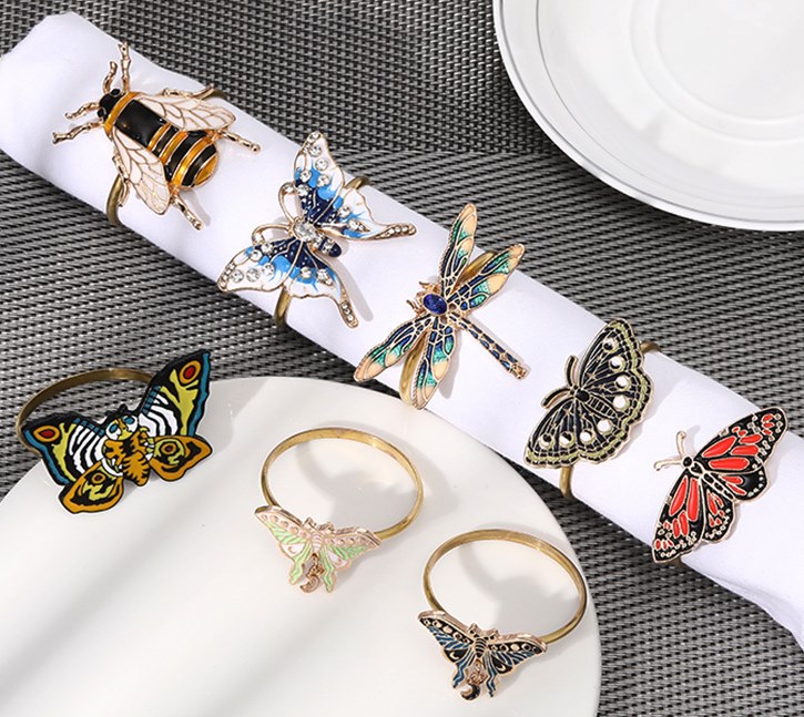 Retro Butterfly Alloy Napkin Rings display picture 1