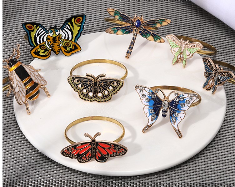 Retro Butterfly Alloy Napkin Rings display picture 2