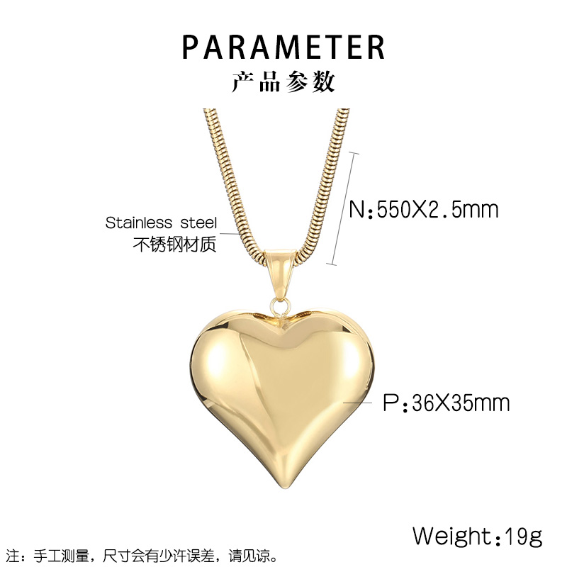 Titanium Steel 18K Gold Plated Vacation Chain Heart Shape Pendant Necklace display picture 10