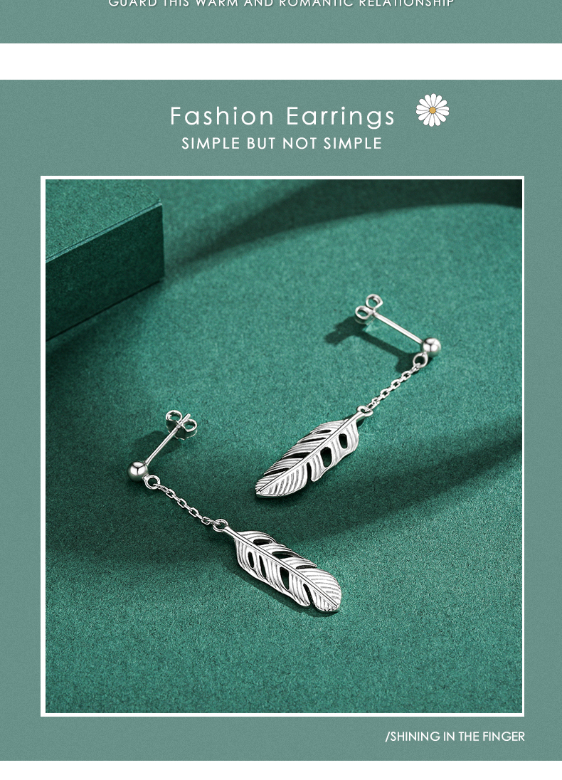 1 Pair Simple Style Artistic Leaves Sterling Silver Plating Hollow Out Silver Plated Drop Earrings display picture 3