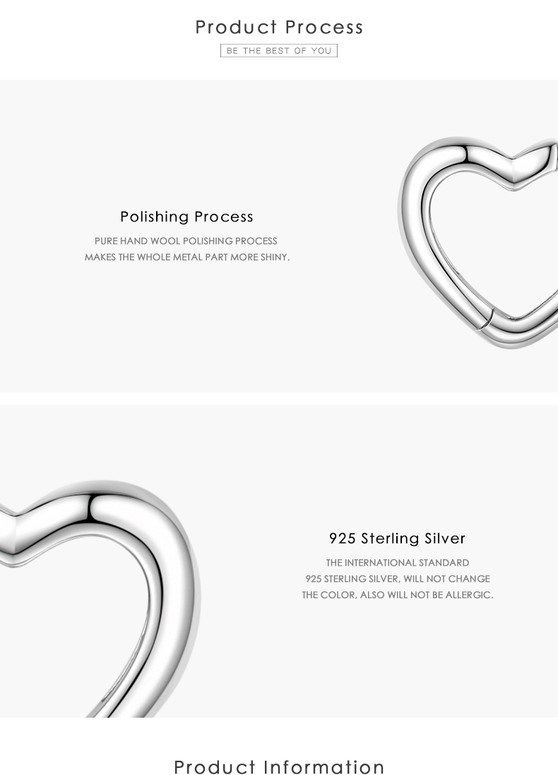 1 Pair Elegant Heart Shape Sterling Silver Plating Three-dimensional Rhodium Plated Earrings display picture 4