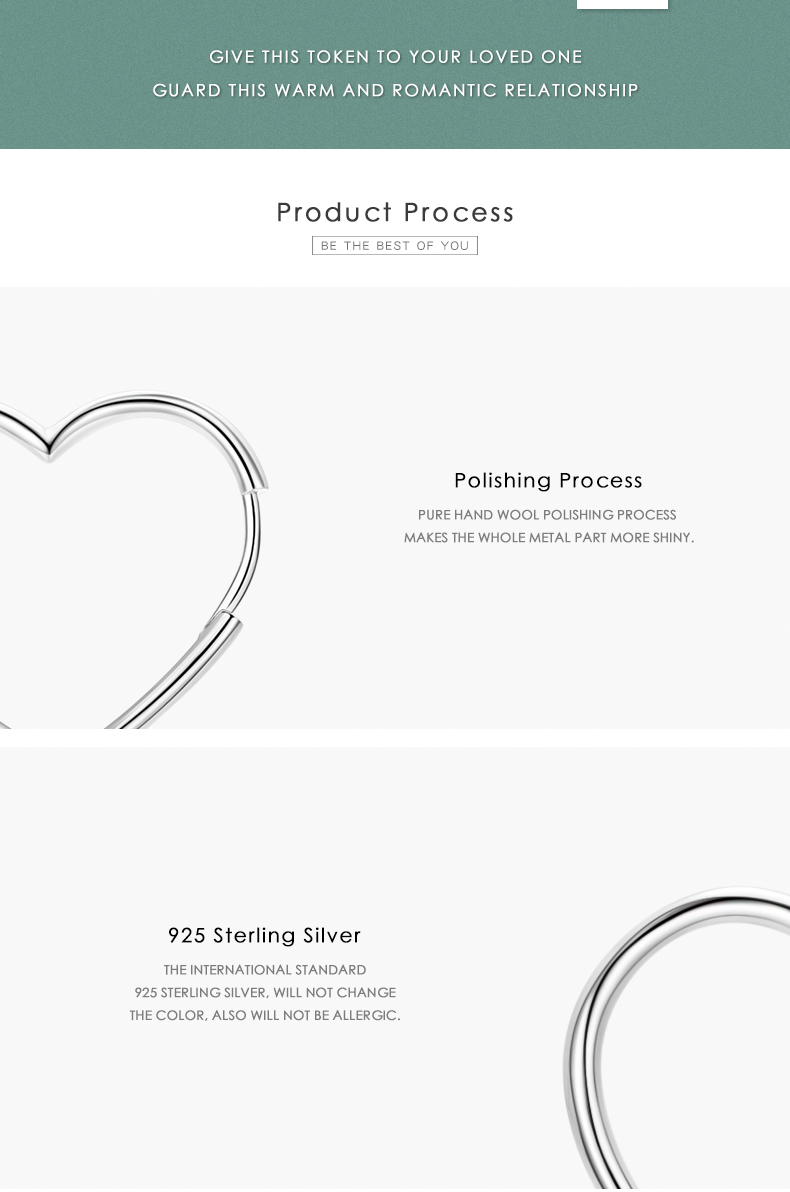 1 Pair Elegant Heart Shape Sterling Silver Plating Three-dimensional Rhodium Plated Earrings display picture 3