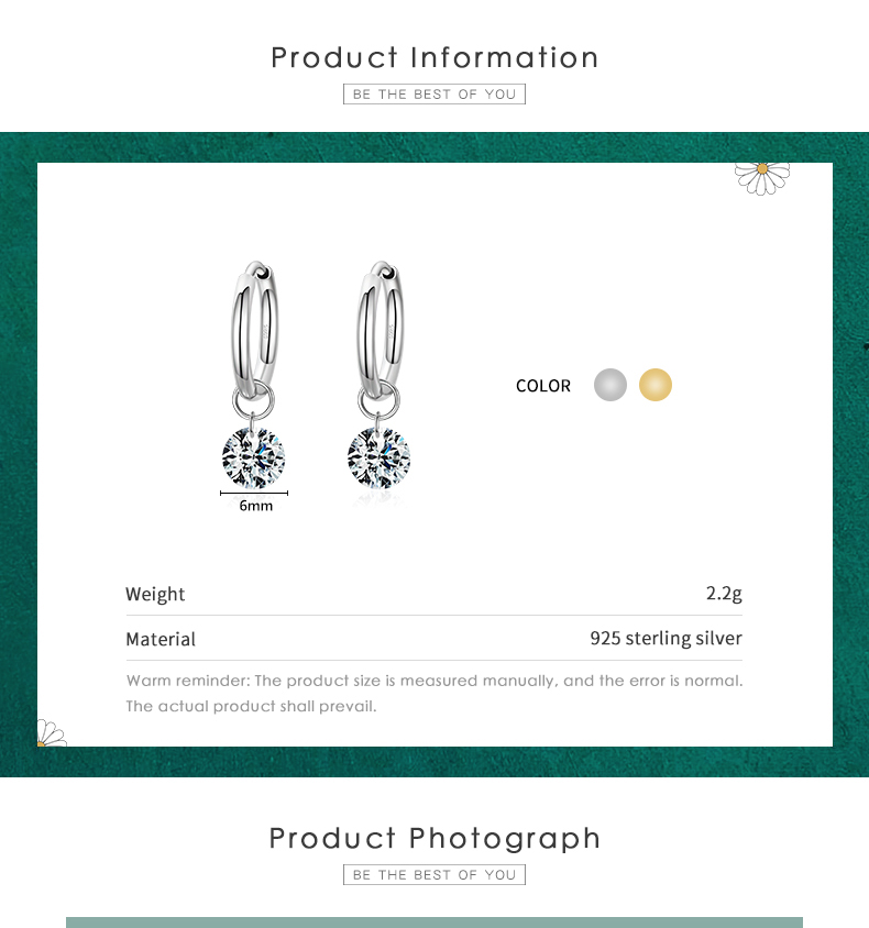 1 Pair Ins Style Round Sterling Silver Plating Inlay Zircon 14k Gold Plated Rhodium Plated Drop Earrings display picture 5