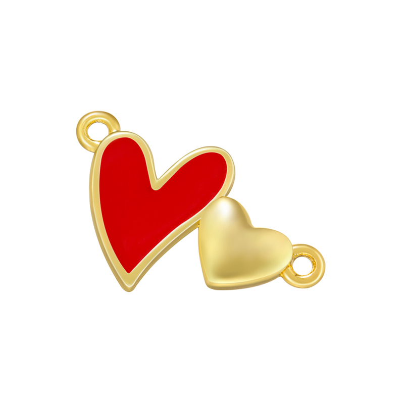 Casual Sweet Heart Shape Brass Enamel Plating Inlay Zircon 18k Gold Plated Women's Pendants display picture 1