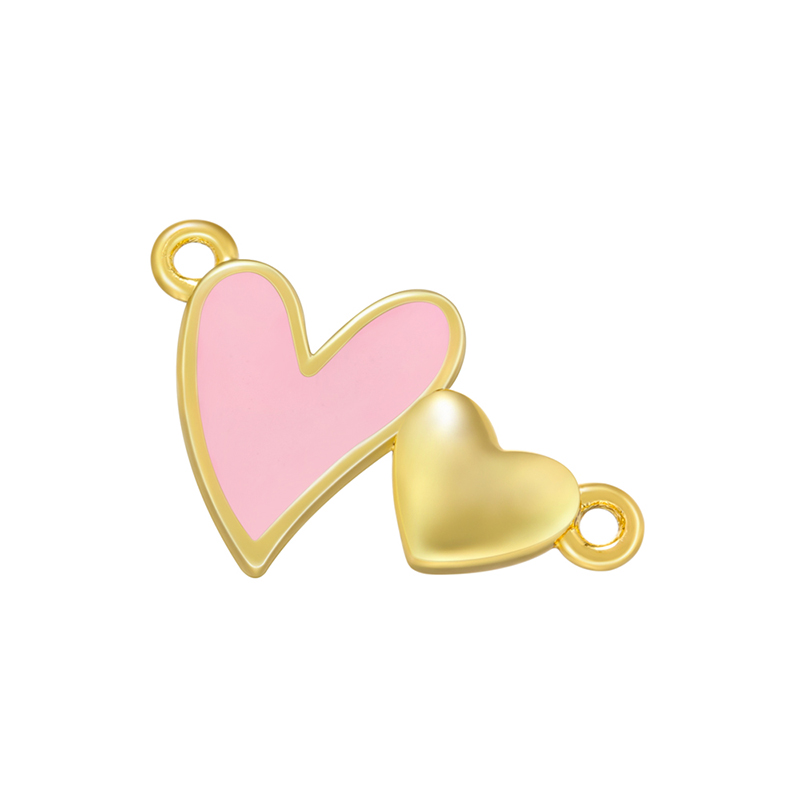 Casual Sweet Heart Shape Brass Enamel Plating Inlay Zircon 18k Gold Plated Women's Pendants display picture 3