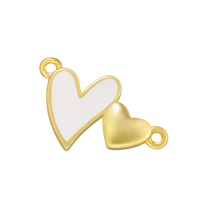 Casual Sweet Heart Shape Brass Enamel Plating Inlay Zircon 18k Gold Plated Women's Pendants display picture 4