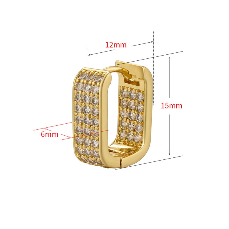 1 Pair Simple Style U Shape Copper Plating Inlay Zircon 18k Gold Plated Earrings display picture 5