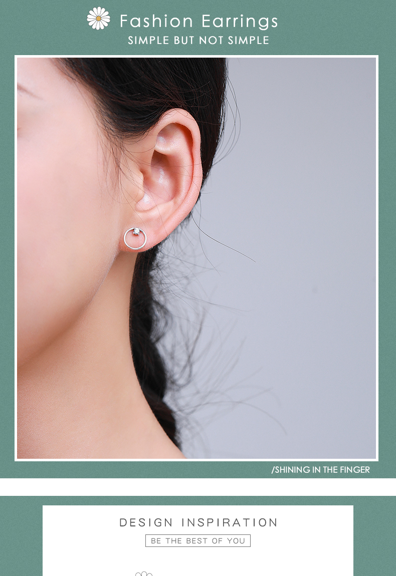 1 Pair Simple Style Round Sterling Silver Plating Inlay Zircon Ear Studs display picture 1