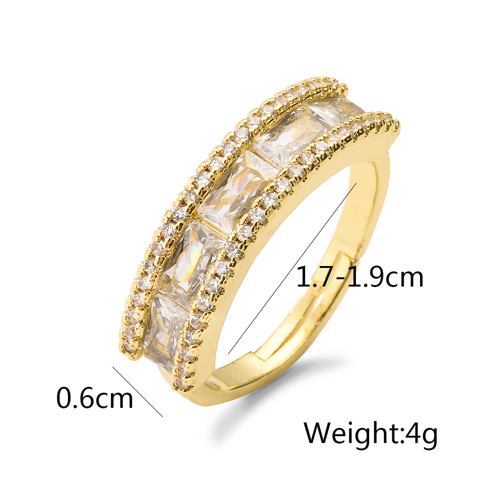 Ins Style Modern Style Geometric Copper 18k Gold Plated Zircon Open Ring In Bulk display picture 1
