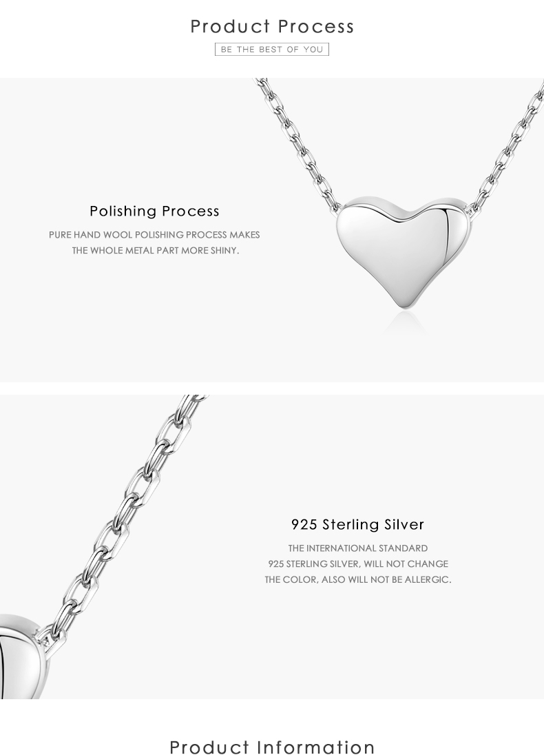 Ins Style Simple Style Heart Shape Sterling Silver Plating Rhodium Plated Necklace display picture 4