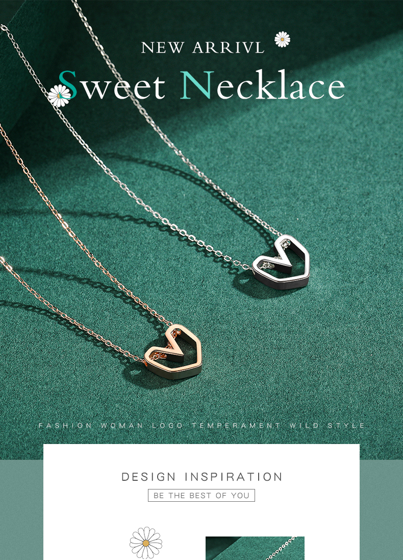 Ins Style Simple Style Heart Shape Sterling Silver Plating Hollow Out Rose Gold Plated Rhodium Plated Necklace display picture 1