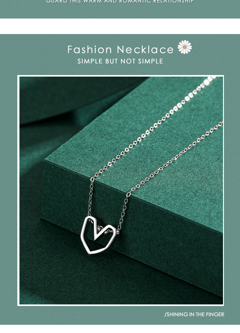 Ins Style Simple Style Heart Shape Sterling Silver Plating Hollow Out Rose Gold Plated Rhodium Plated Necklace display picture 3