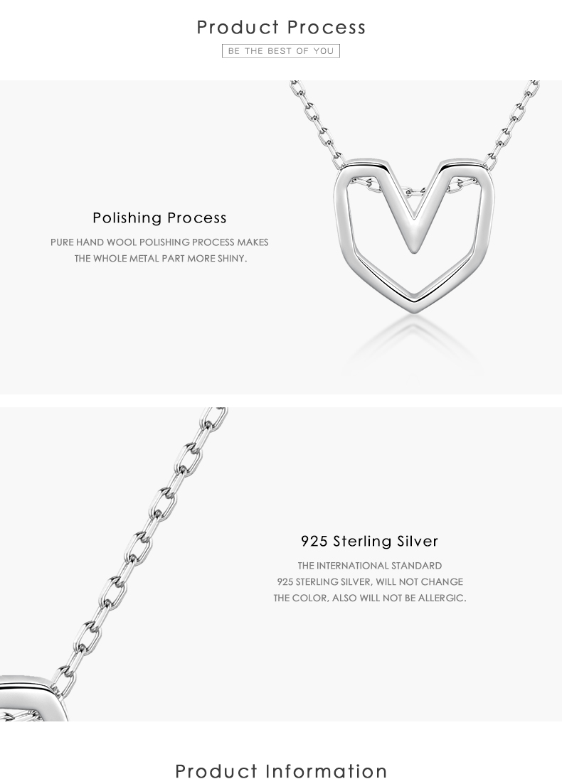 Ins Style Simple Style Heart Shape Sterling Silver Plating Hollow Out Rose Gold Plated Rhodium Plated Necklace display picture 4