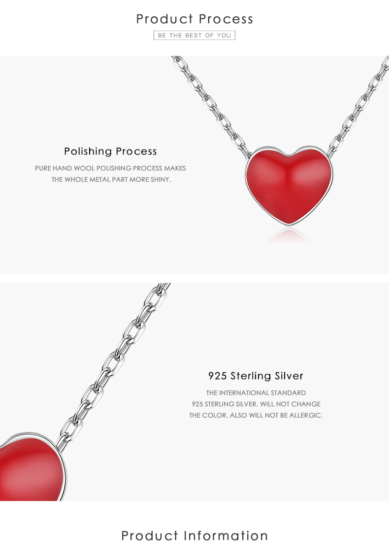 Casual Simple Style Heart Shape Sterling Silver Epoxy Plating Rhodium Plated Necklace display picture 4