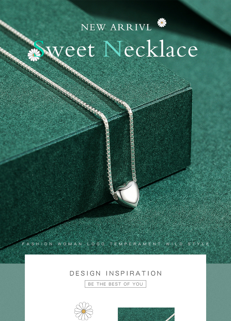 Lässig Einfacher Stil Herzform Sterling Silber Überzug Versilbert Halskette display picture 1