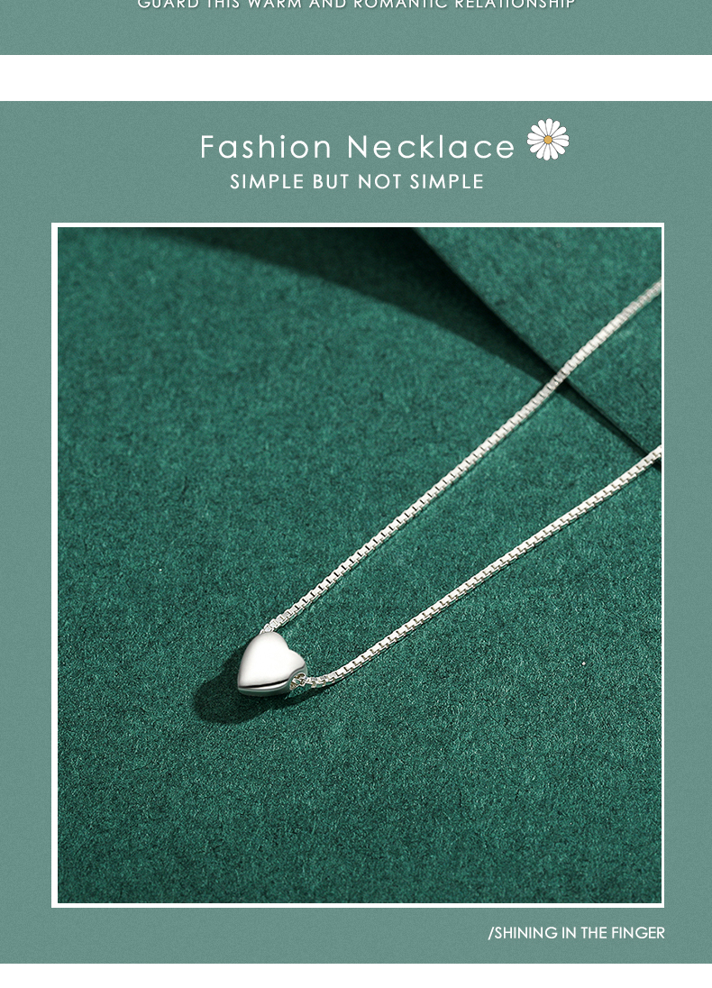 Lässig Einfacher Stil Herzform Sterling Silber Überzug Versilbert Halskette display picture 3