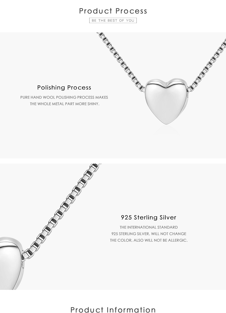 Lässig Einfacher Stil Herzform Sterling Silber Überzug Versilbert Halskette display picture 4