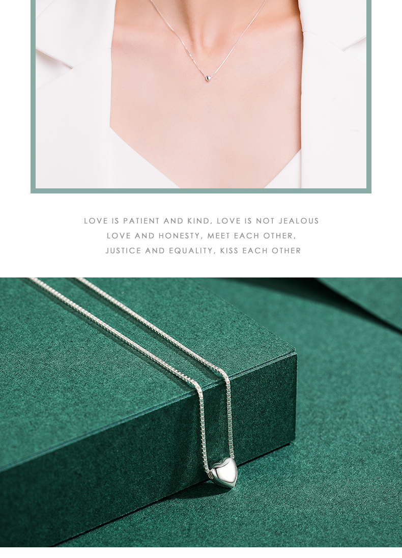 Lässig Einfacher Stil Herzform Sterling Silber Überzug Versilbert Halskette display picture 6