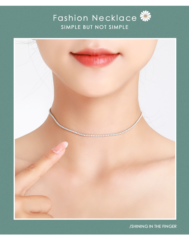 Luxurious Simple Style Round Sterling Silver Plating Inlay Zircon Rhodium Plated Choker display picture 3