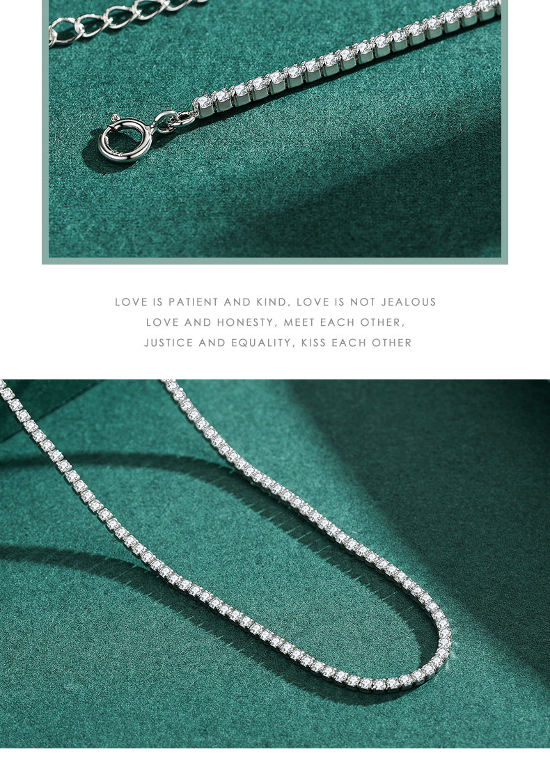 Luxuriös Einfacher Stil Runden Sterling Silber Überzug Inlay Zirkon Überzogen Mit Rhodium Halsband display picture 6
