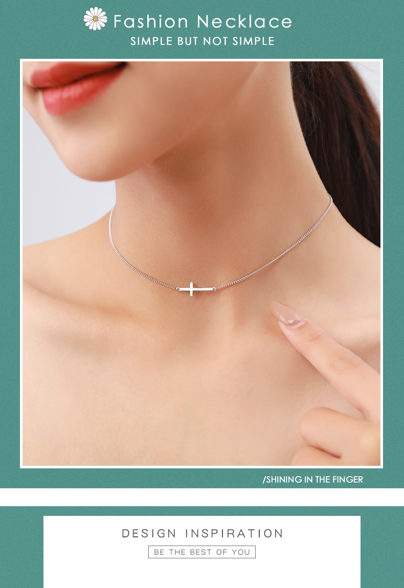 Ins Style Simple Style Cross Sterling Silver Plating 14k Gold Plated Rhodium Plated Choker display picture 1