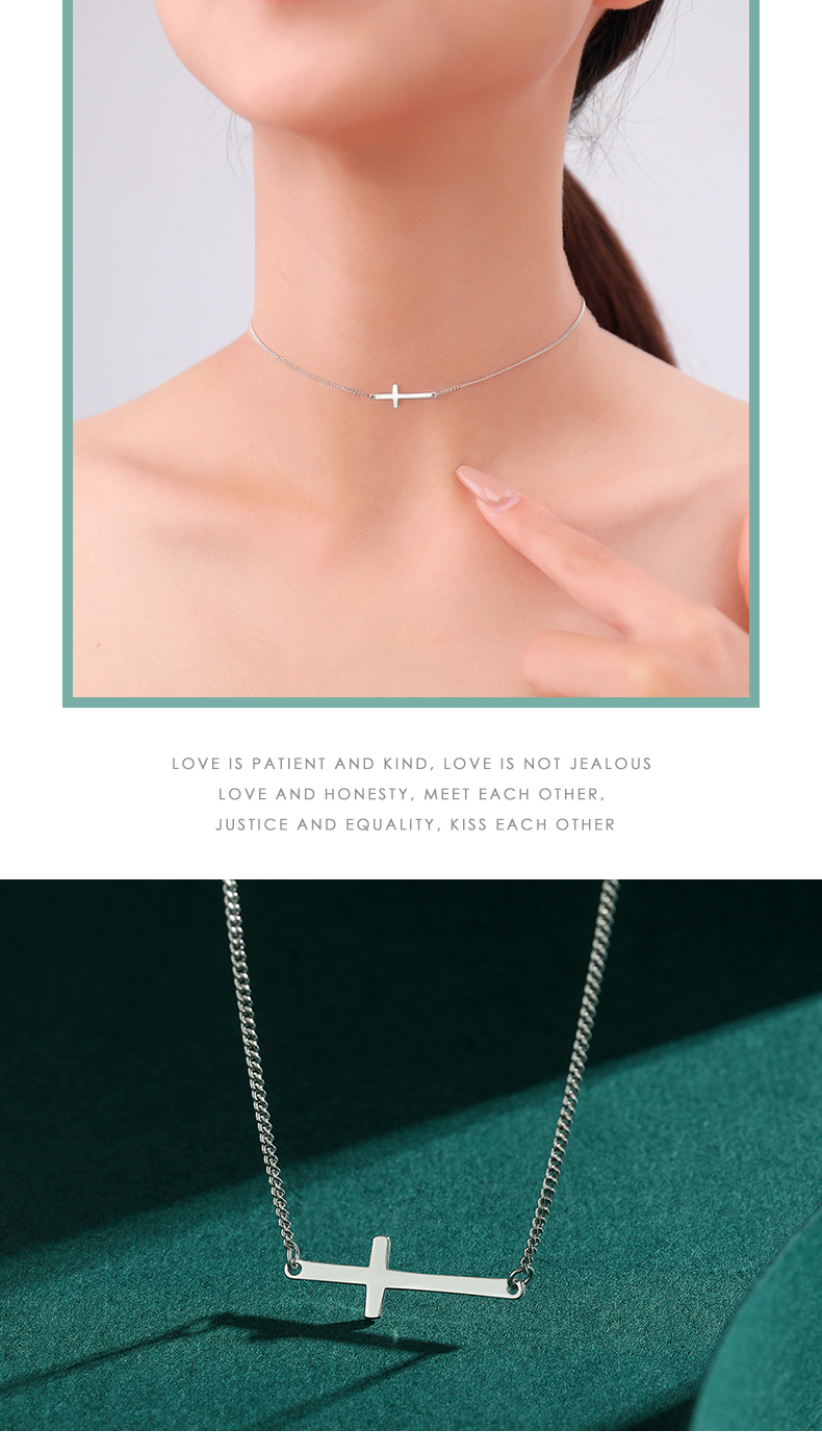 Ins Style Simple Style Cross Sterling Silver Plating 14k Gold Plated Rhodium Plated Choker display picture 6