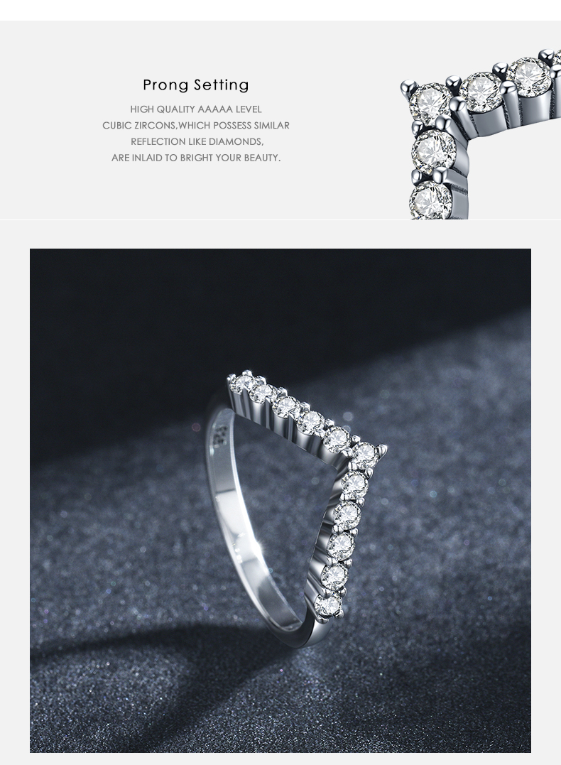 Elegante Klassische Pfeil Sterling Silber Plating Inlay Zirkon Versilberte Ringe display picture 2