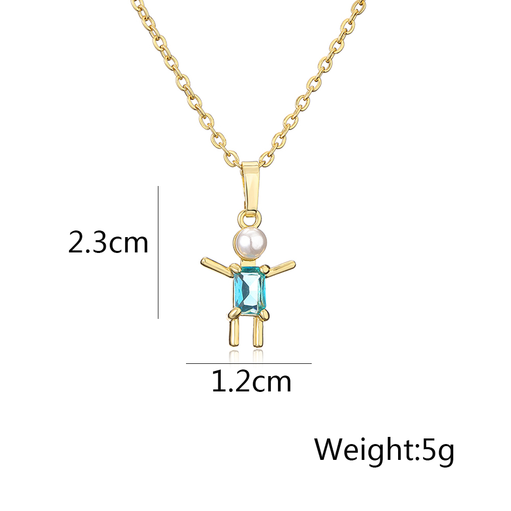 Cartoon Style Artistic Human Copper 18k Gold Plated Pearl Zircon Pendant Necklace In Bulk display picture 1