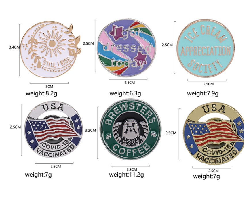 Simple Style National Flag Round Letter Alloy Stoving Varnish Plating Unisex Brooches display picture 2