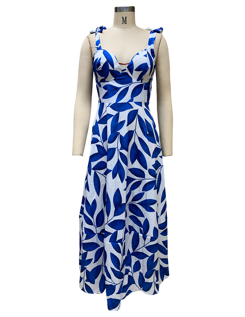Women's One Shoulder Skirt Casual Strapless Printing Sleeveless Printing Maxi Long Dress Daily display picture 1