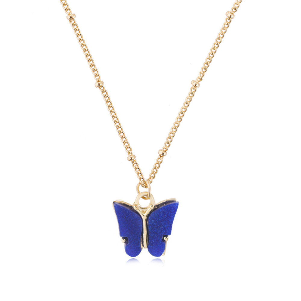 Wholesale Jewelry Sweet Butterfly Alloy Resin Pendant Necklace display picture 1