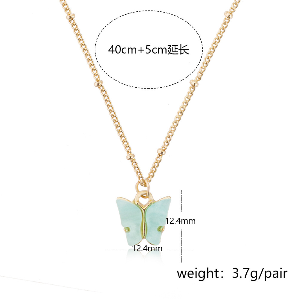 Wholesale Jewelry Sweet Butterfly Alloy Resin Pendant Necklace display picture 5