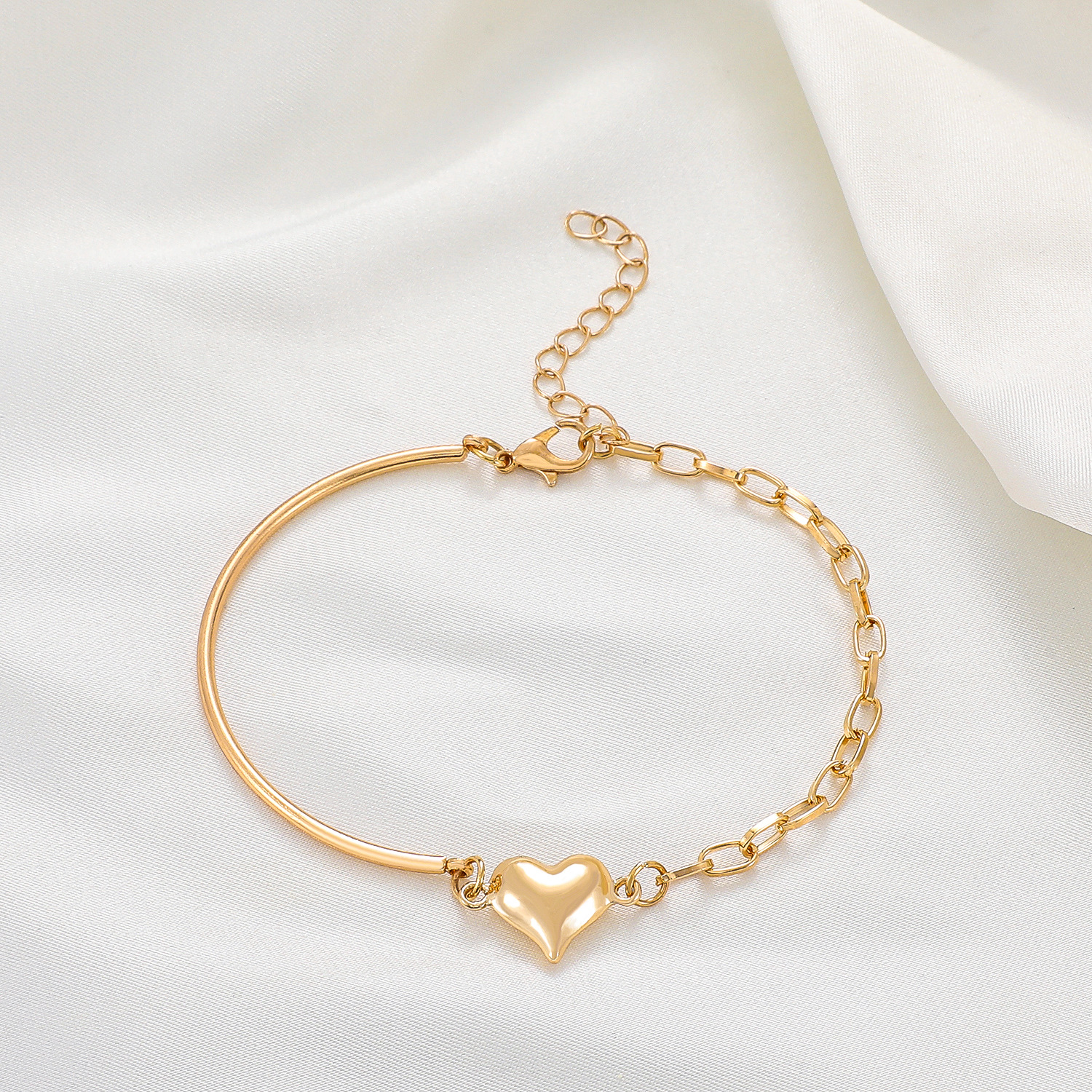 Simple Style Heart Shape 14k Gold Plated Alloy Wholesale Bracelets display picture 5