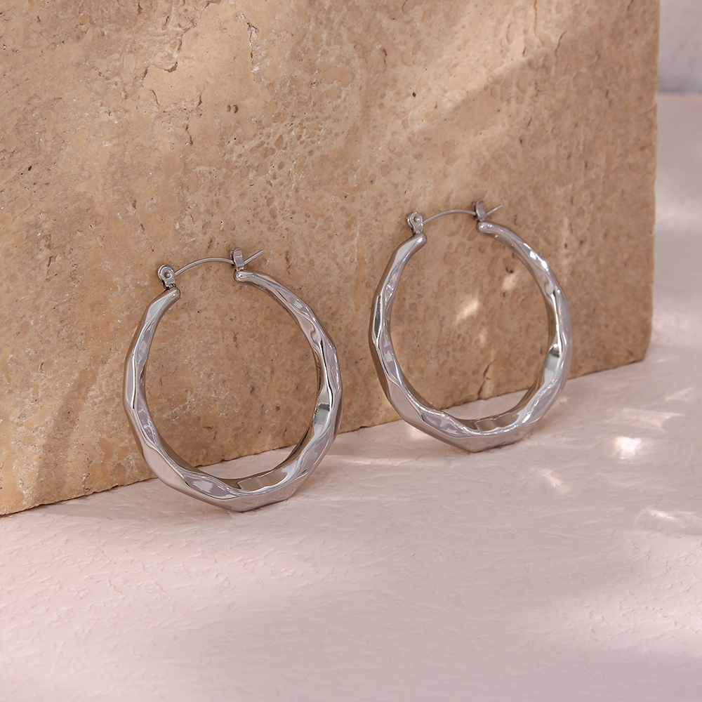 1 Paar Einfacher Stil Runden Einfarbig Rostfreier Stahl Ohrringe display picture 7