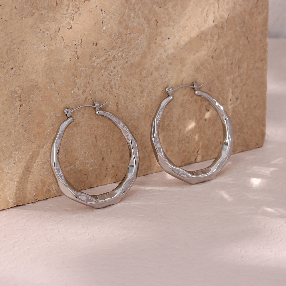 1 Pair Simple Style Round Solid Color Stainless Steel Earrings display picture 7