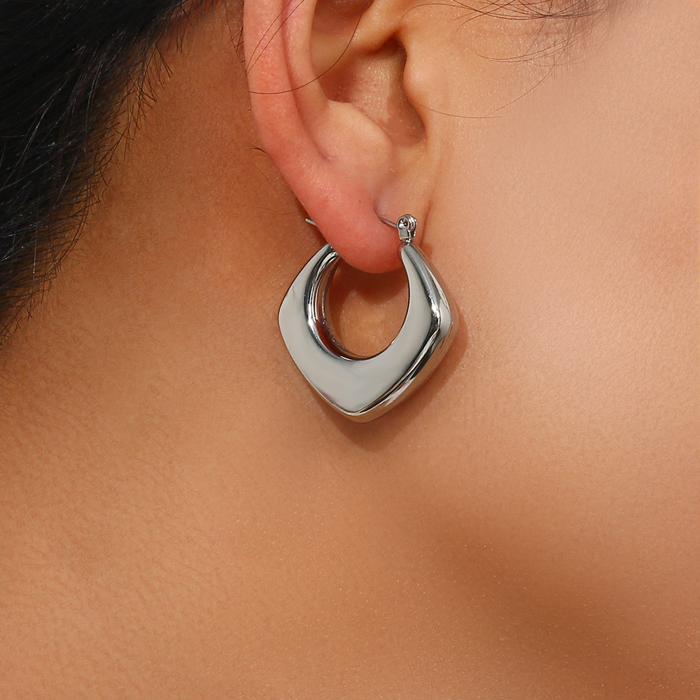 1 Pair Simple Style Round Solid Color Stainless Steel Earrings display picture 11