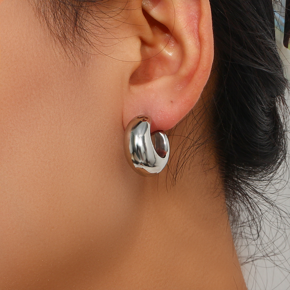 1 Paar Einfacher Stil Runden Einfarbig Rostfreier Stahl Ohrringe display picture 12
