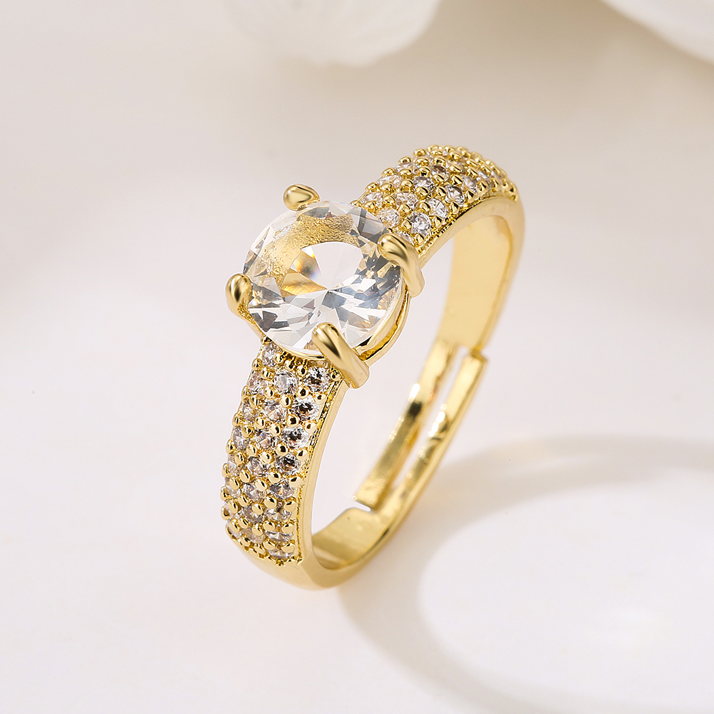 Ins Style Basic Oval Heart Shape Copper 18k Gold Plated Zircon Rings In Bulk display picture 3