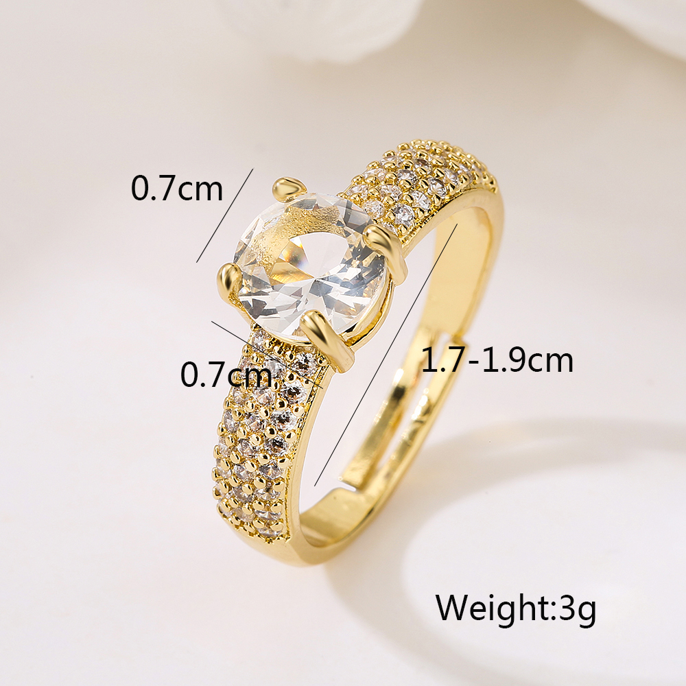Ins Style Basic Oval Heart Shape Copper 18k Gold Plated Zircon Rings In Bulk display picture 1