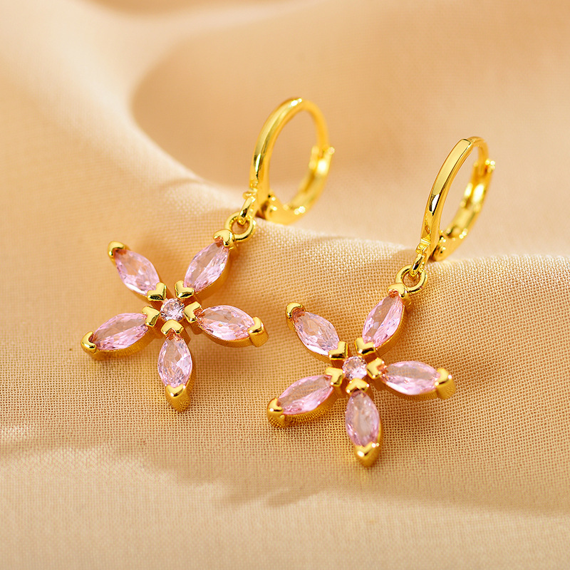 1 Pair Elegant Sweet Flower Copper Drop Earrings display picture 6