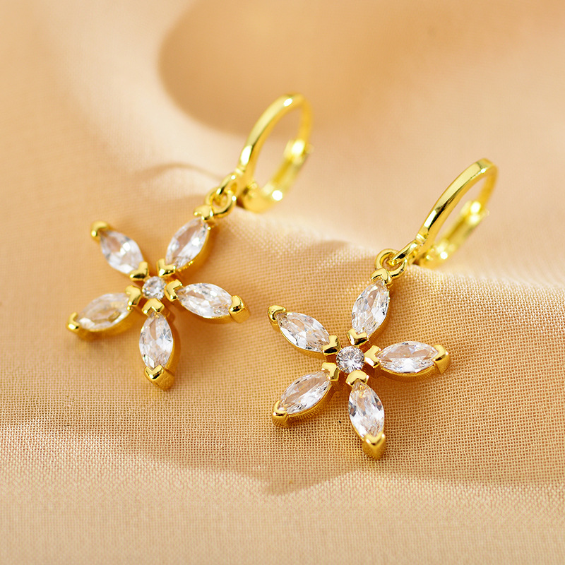 1 Pair Elegant Sweet Flower Copper Drop Earrings display picture 3