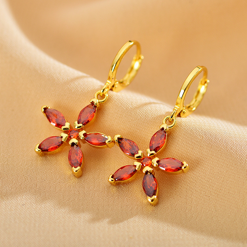 1 Pair Elegant Sweet Flower Copper Drop Earrings display picture 5