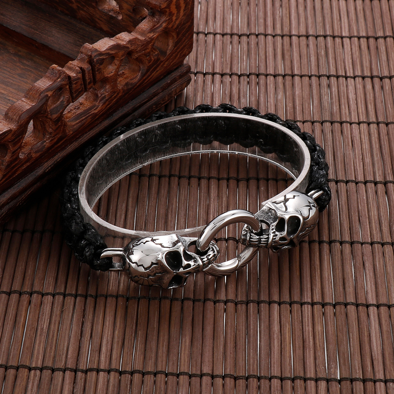 Punk Skull Stainless Steel Rope Plating 18K Gold Plated Men'S Bracelets display picture 10