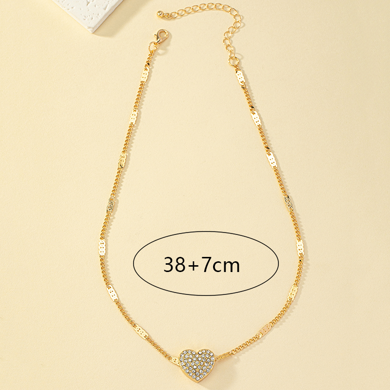 Wholesale Jewelry Ins Style Commute Heart Shape Alloy Rhinestones Pendant Necklace display picture 2