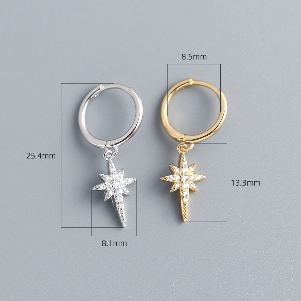 1 Pair Casual Star Sterling Silver Inlay Rhinestones Drop Earrings display picture 6