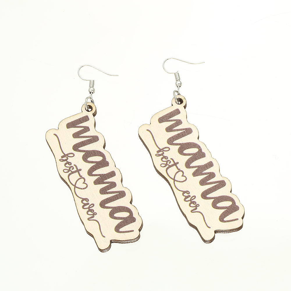 Mama Letter Wood Mother's Day Women's Drop Earrings display picture 5